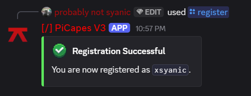 Registration Success Message